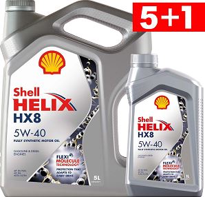 ZАкция Shell 5W40 Helix  HX8  Syn (5+1л)